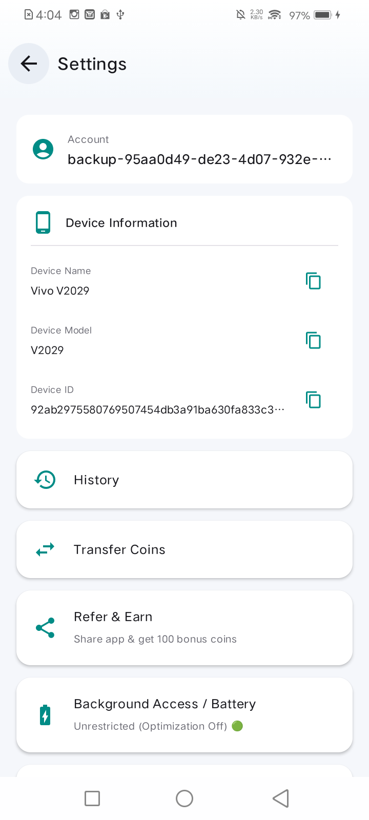 TopEngage Settings screen